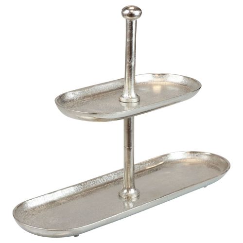 Floristik24 Tårtställ vintage metall silver bordsdekoration 2 våningar 52×16×39cm