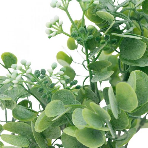 Floristik24 Bröllopsdekoration Konstgjorda eukalyptusgrenar med blommor Dekorationsbukett Grön, Vit 26cm