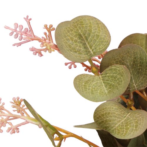 Artikel Konstgjorda eukalyptusgrenar med rosa blommor, 45 cm, 3 stycken