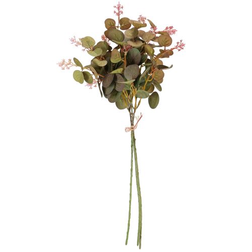 Artikel Konstgjorda eukalyptusgrenar med rosa blommor, 45 cm, 3 stycken
