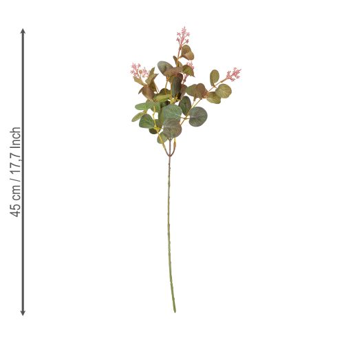 Artikel Konstgjorda eukalyptusgrenar med rosa blommor, 45 cm, 3 stycken