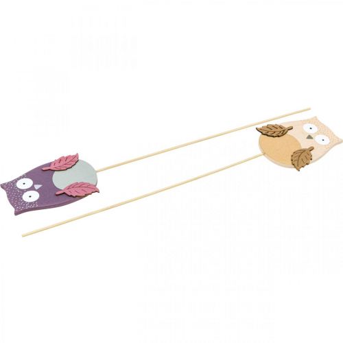 Artikel Blomplugg deco uggla trä lila, brun 8cm 12st