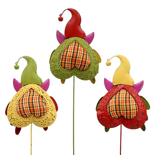 Floristik24 Uggla som blommaplugg färgglada 16cm L48cm 3st