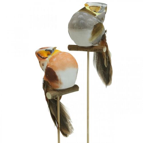 Artikel Deco plugguggla, blomdekor, uggla med fjädrar H5,5cm 6st