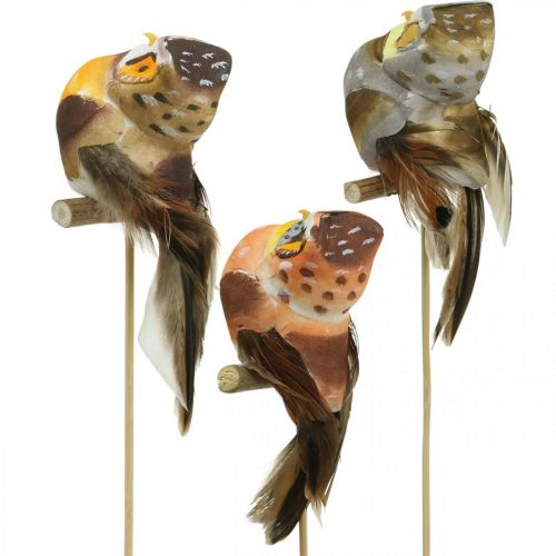 Artikel Deco plugguggla, blomdekor, uggla med fjädrar H5,5cm 6st