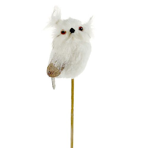 Floristik24 Uggla på pinnen vit 9 cm L48cm