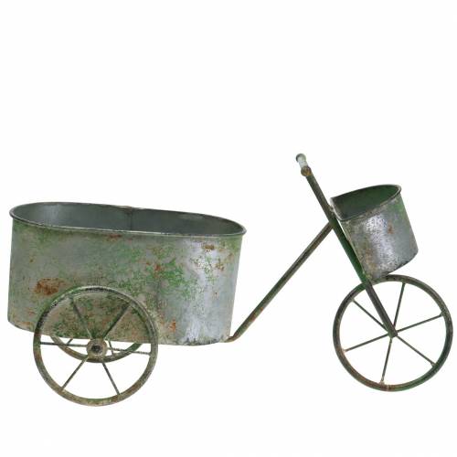 Floristik24 Blomkruka cykel zinkgrå, grön 40 × 14 × 21cm