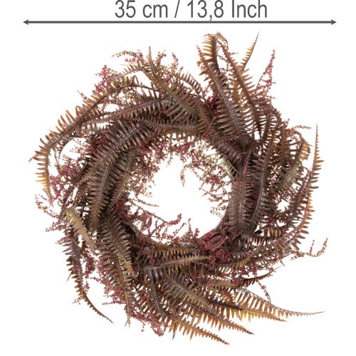 Konstgjord krans med ormbunksgrenar, höstdekoration, 35 cm | Floristik24.se