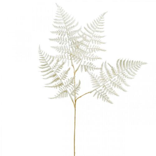 Artikel Dekorativ bladormbunke, konstgjord växt, ormbunksgren, dekorativt ormbunksblad vit L59cm