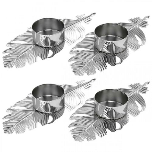 Floristik24 Värmeljusfjädrar, adventsdekoration, metalldekoration, ljusstake silver Ø3.8cm L16.5cm 4st