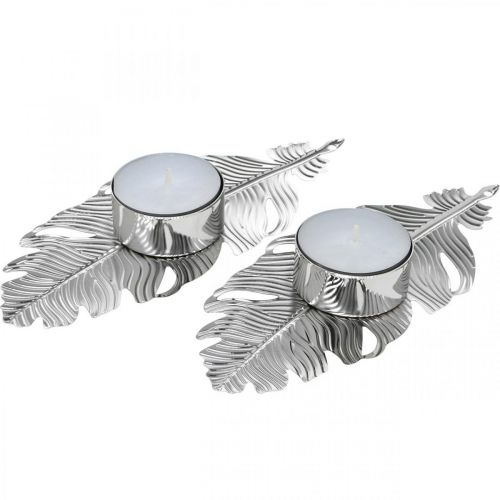 Floristik24 Värmeljusfjädrar, adventsdekoration, metalldekoration, ljusstake silver Ø3.8cm L16.5cm 4st