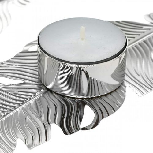 Floristik24 Värmeljusfjädrar, adventsdekoration, metalldekoration, ljusstake silver Ø3.8cm L16.5cm 4st