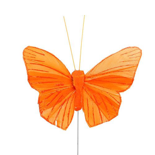Floristik24 Fjäderfjäril 8cm orange 24st