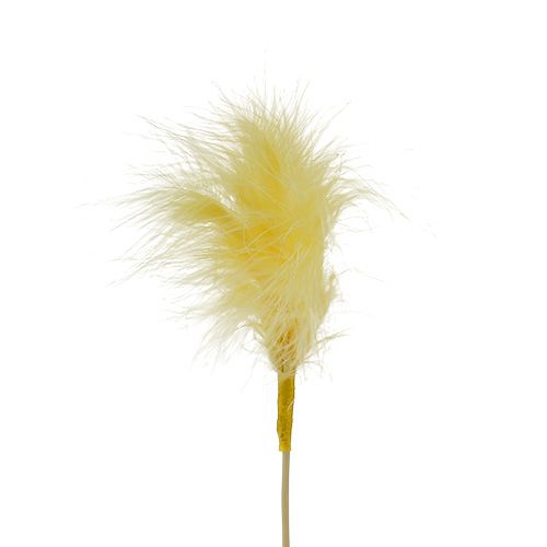 Floristik24 Fjäder på pinne L 30cm Gul 12st