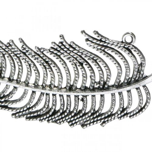 Floristik24 Fjädrar för dekoration, spridd dekoration, metallfjädrar, smycken som gör silver L8cm 10st