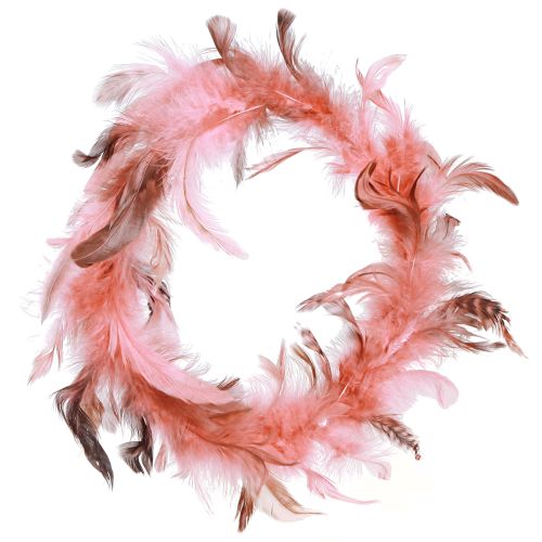 Floristik24 Fjäderkrans gjord av fasanfjädrar dekoration i rosa Ø20cm 3 stycken
