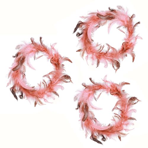 Artikel Fjäderkrans gjord av fasanfjädrar dekoration i rosa Ø20cm 3 stycken