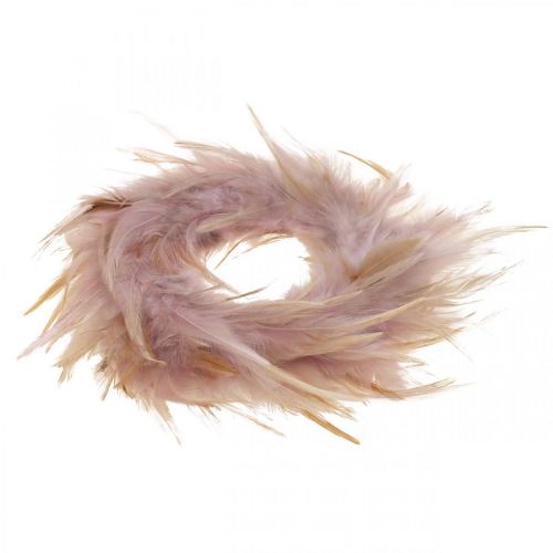 Floristik24 Fjäderkrans liten rosa, brunröd Ø10,5cm Påskdekoration äkta fjädrar