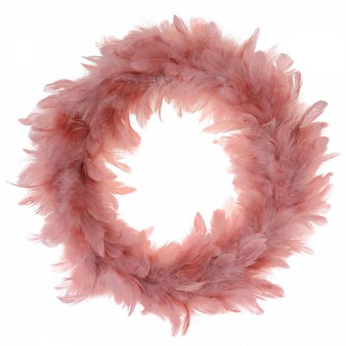 Floristik24 Deco fjäderkrans stor gammalrosa påskdekoration Ø24cm äkta fjäder