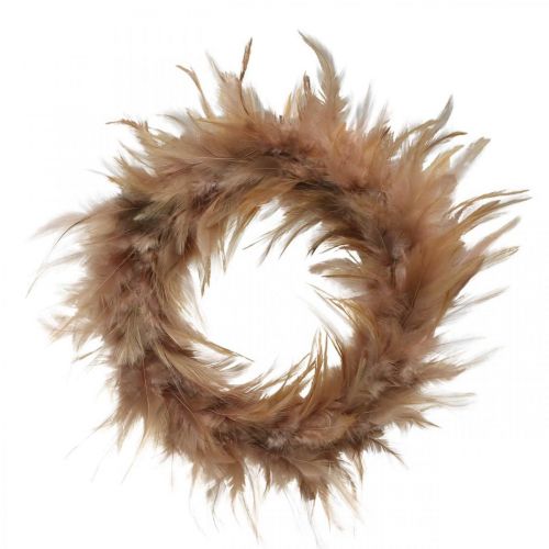 Floristik24 Fjäderkrans rosa, rödbrun Ø16cm Äkta fjädrar vårdekor