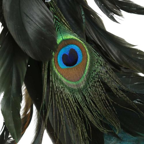 Fjäderkrans påfågel dekorativ krans äkta påfågelfjädrar Ø30cm