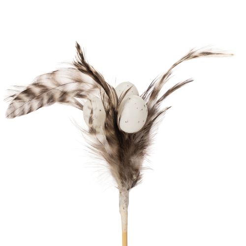 Dekorativa pålar av fjädergrenar med naturliga fjädrar, påskdekoration för eleganta arrangemang, 37 cm, 12 stycken