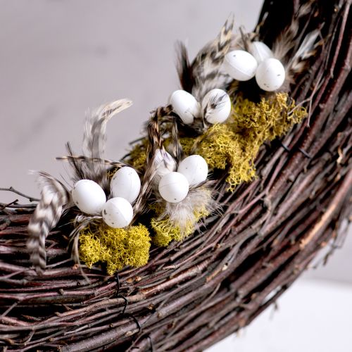 Artikel Dekorativa pålar av fjädergrenar med naturliga fjädrar, påskdekoration för eleganta arrangemang, 37 cm, 12 stycken