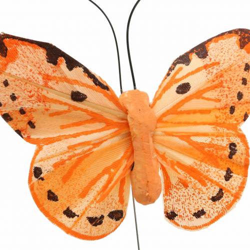 Floristik24 Fjärilsgul orange på tråd 7 cm tråd 24 bitar