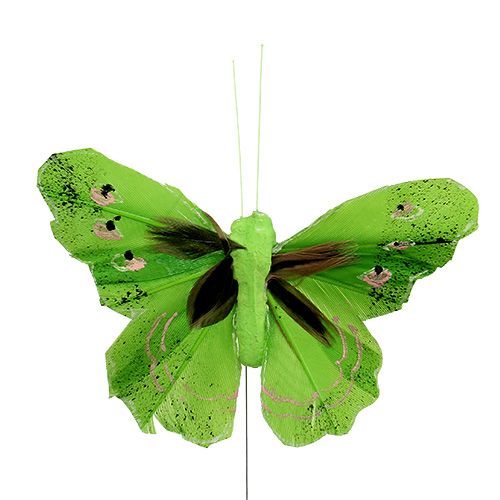 Artikel Fjäderfjäril 8,5 cm grön 12st