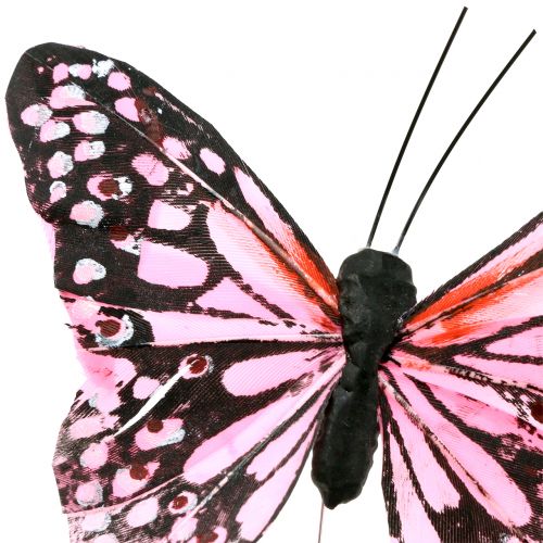 Floristik24 Fjäril på tråd rosa 11cm 12st