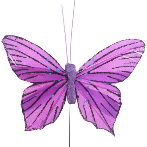 Artikel Fjäderfjärilar lila 8,5cm 12st