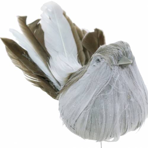 Fjäderfågel på tråd grå 12cm 4st | Floristik24.se