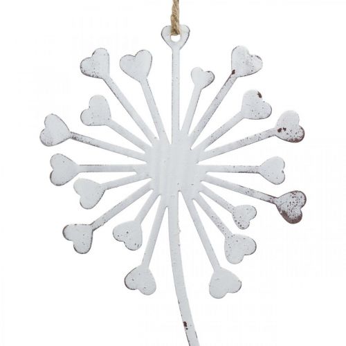 Floristik24 Fe med maskros, vårdekor för upphängning, metallhänge vit, silver H25,5/27,5cm 4st