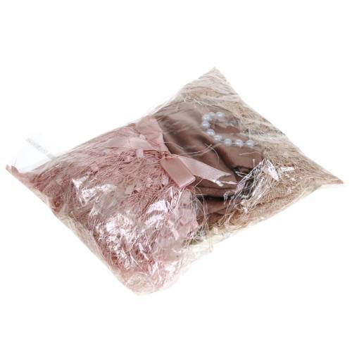 Artikel Juldekoration tomteklänning på galge rosa, brun/kräm 16cm 4 st assorterade