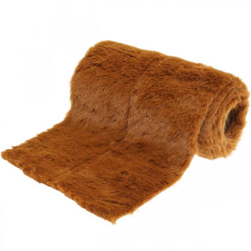 Floristik24 Pälsband brunt fuskpäls dekorationsbordband 15 × 150cm