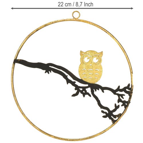 Artikel Fönsterdekor uggla på gren höst, dekorativ ring metall 22cm