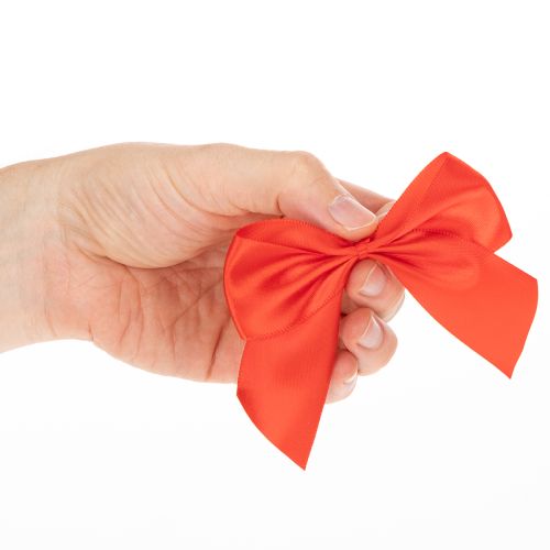 Dekorativ röd rosett, färdigknuten för pyssel och förpackning, 11 cm, 25 stycken | Floristik24.se