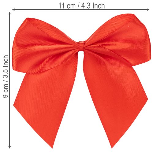 Dekorativ röd rosett, färdigknuten för pyssel och förpackning, 11 cm, 25 stycken | Floristik24.se