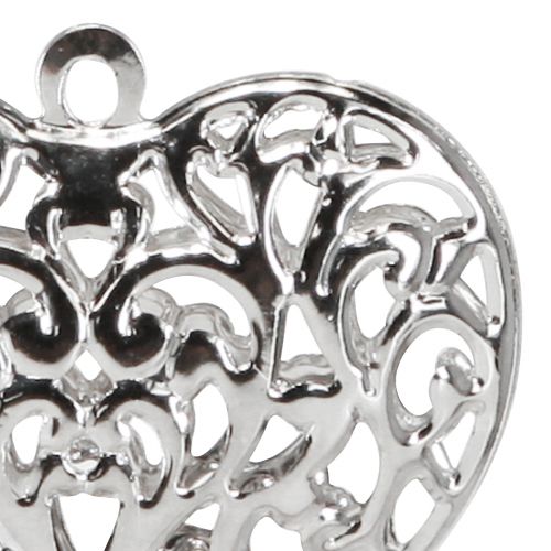 Artikel Filigranhjärta för upphängning av metallhjärta silver 5,5×5cm 20 st