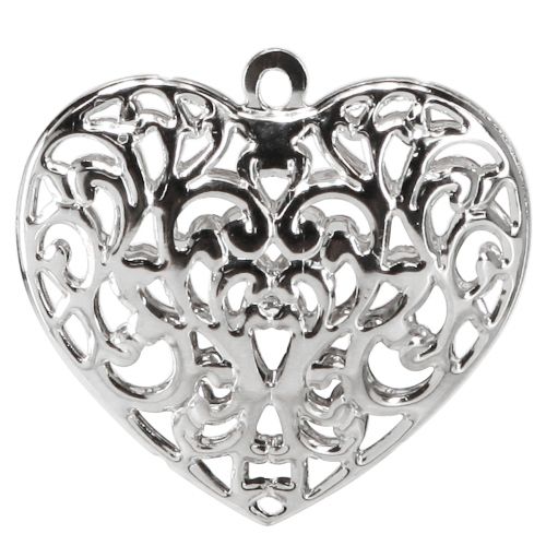 Artikel Filigranhjärta för upphängning av metallhjärta silver 5,5×5cm 20 st