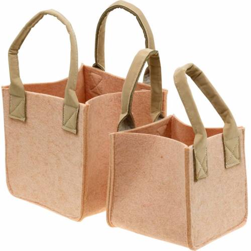 Filtplanter rosa filtpåse med handtag filtdekorationssats om 2