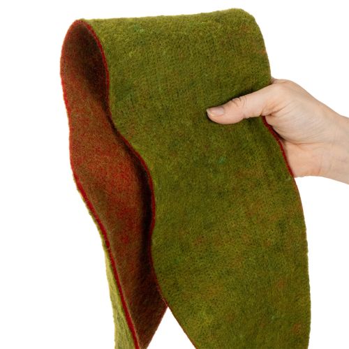Ullfiltband som tvåfärgat krukband för blomsterdekorationer, grönt/rött, 15 cm x 5 m | Floristik24.se