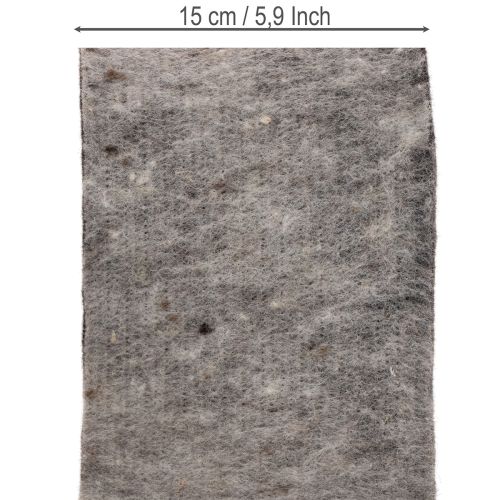 Tvåfärgat gångjärn i ullfilt för kruka, grå/svart, 15 cm x 5 m | Floristik24.se