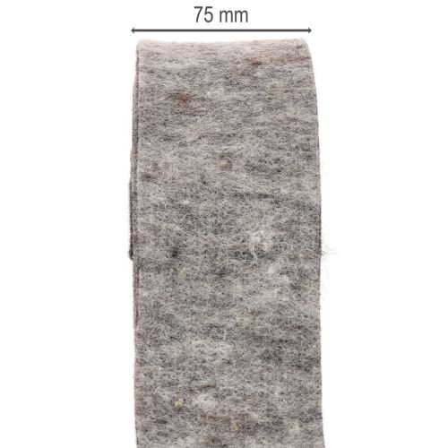 Filttejp, krukrem, 100 % ull, grå/svart, 7,5 cm bred, 5 m lång | Floristik24.se