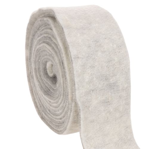 Tvåfärgat filtband, vitt/grått, tillverkat av 100 % ull, 7,5 cm brett, 5 m långt köpa | Floristik24.se
