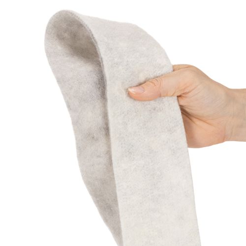Tvåfärgat filtband, vitt/grått, tillverkat av 100 % ull, 7,5 cm brett, 5 m långt | Floristik24.se
