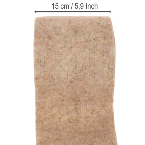 Filtband i ull, tvåfärgat, säljs metervara för kreativa projekt, brunt/vitt, 15 cm x 5 m | Floristik24.se
