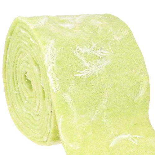 Floristik24 Filtband ullband dekorativt tyg ljusgrönt fjädrar ullfilt 15cm 5m