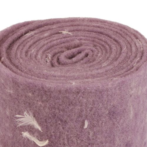 Floristik24 Filtband ull band dekorativt tyg lila fjädrar ullfilt 15cm 5m