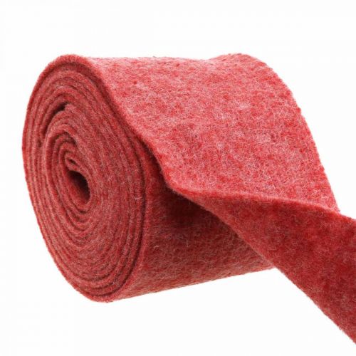 Filtband, kruktejp, ullfilt röd, vit melerad 15cm 5m